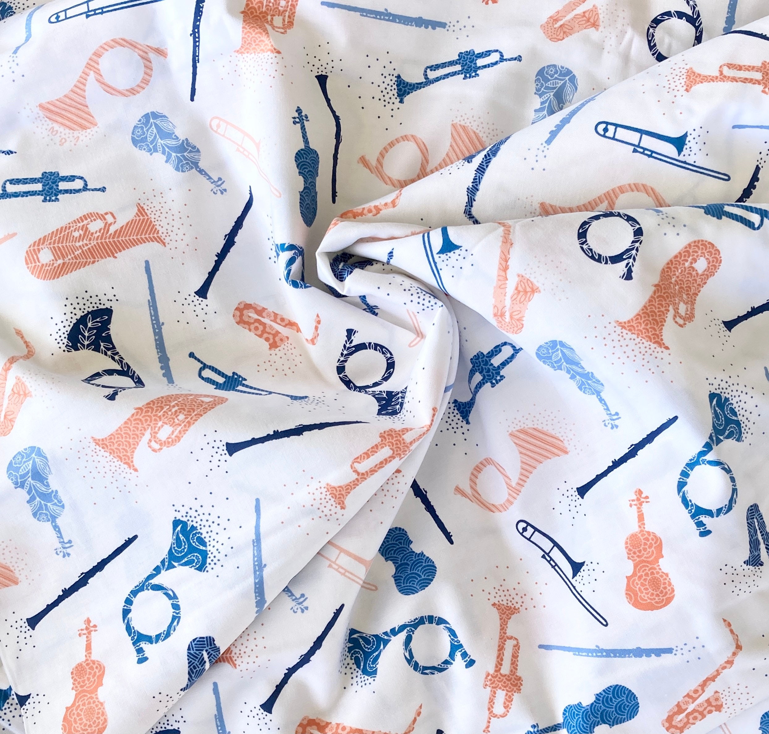 Musical Instruments Fabric Quilting Fabric Fabric by the | Etsy