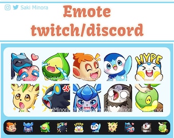 Pokemon Emotes Pack for Twitch and Discord (Chimchar, Luxray, Piplup, Riolu, Glaceon, Leafeon...)