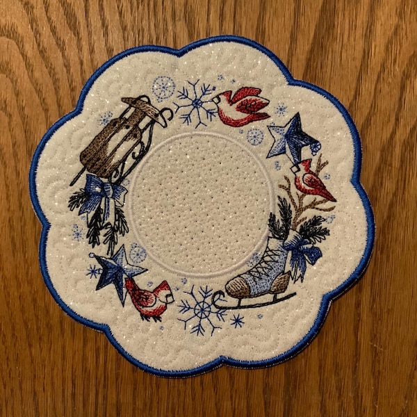Winter Fun—REVERSIBLE Candle Mat or Mug Rug