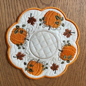 Fall Pumpkins—REVERSIBLE Candle Mat or Mug Rug