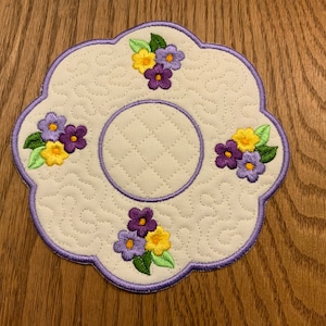 Sweet Violets—REVERSIBLE Candle Mat or Mug Rug