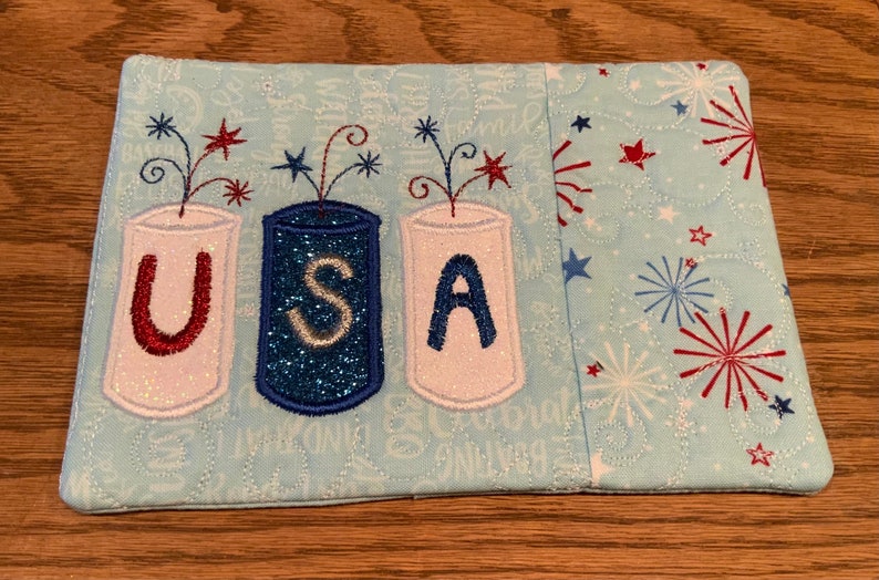 USA Firecracker Mug Rug Coaster: Sparkly Patriotic Decor - Etsy UK