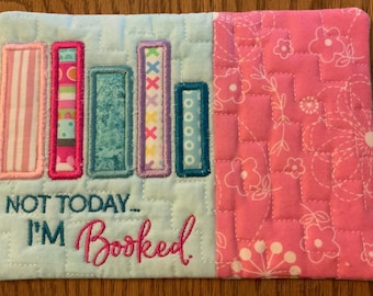 Embroidered Mug Rug: 'I'm Booked' Book Lover Gift