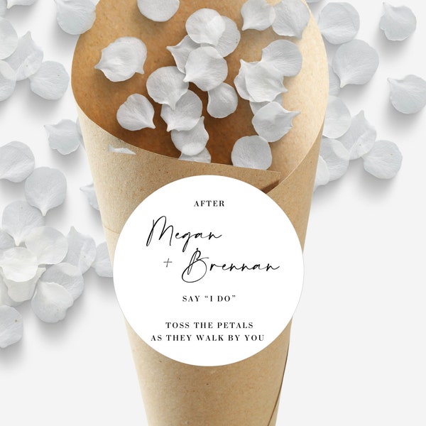 Wedding Flower Petal Toss Cone Stickers • Confetti Toss Sticker • Petal Toss Bags Tag • Send Off Labels Tags • Editable Template • Canva