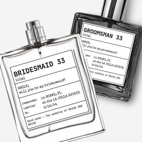 Bridesmaid Proposal Perfume Bottle Labels • Groomsmen Proposal Cologne • Custom Perfume Stickers • Fragrance Label • Editable Canva Template