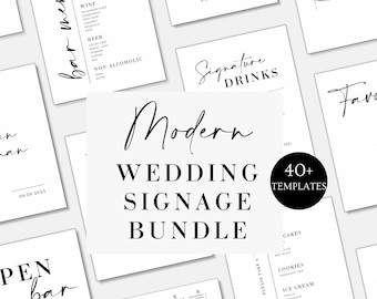 Wedding Sign Bundle • Modern Wedding Signs • Minimalist Wedding Signs • Reception Sign Bundle • 40+ Editable Templates • Canva