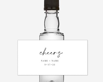 Wedding Favors Mini Shot Bottle Labels • Modern Minimalist Wedding Favors Label • 50ml Favor Liquor Label • Editable Template • Canva