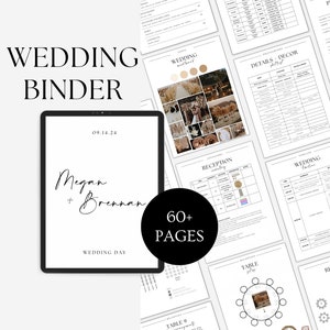 Wedding Binder Template • Wedding Planner • 60+ pages • Wedding Itinerary, Timeline, Checklists, Inspo + more • Editable Template • Canva