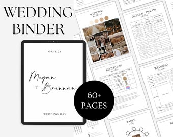 Wedding Binder Template • Wedding Planner • 60+ pages • Wedding Itinerary, Timeline, Checklists, Inspo + more • Editable Template • Canva