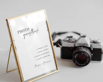 Photo Guestbook Sign • Wedding Guest Book Sign • Photobooth Guestbook • Modern, Minimalist Wedding • Editable Template • Canva