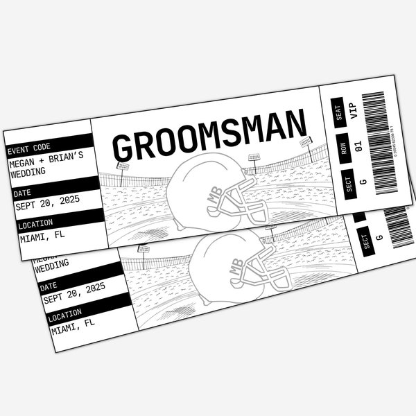 Groomsmen Proposal Ticket • Groomsman Football Game Tickets • Groomsmen Sports Game Ticket • Best Man Gift • Editable Canva Template