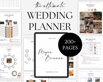 Wedding Planner Template • 200+ pages • Wedding Day Binder • Wedding Planning Checklists, Budget, Itinerary + more• Editable Template, Canva