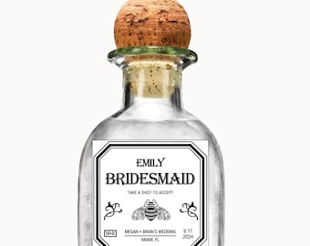 Bridesmaid Proposal Tequila Bottle Label • Groomsmen Proposal Tequila Bottle Stickers • Editable Template • Canva
