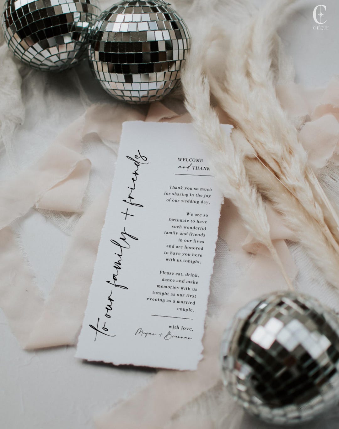 Wedding Table Thank You Card • Thank You Napkin Note • Place Setting