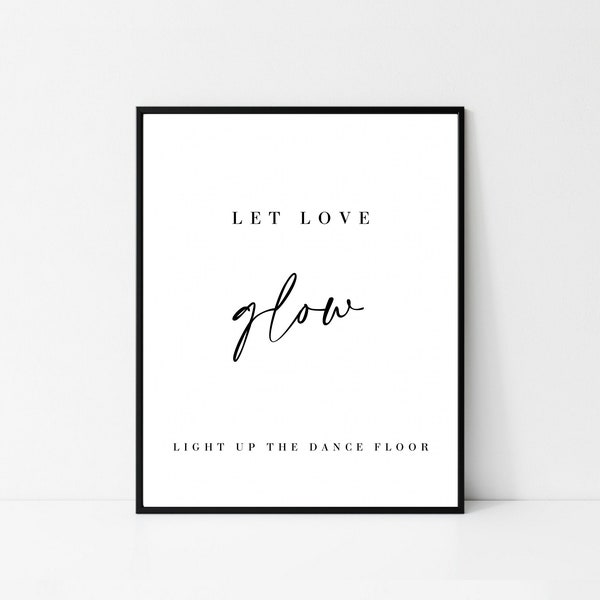 Glow Sticks Wedding Sign • Modern Glow Stick Sign • Let Love Glow Sign • Minimalist Wedding Send Off Sign • Editable Template • Canva