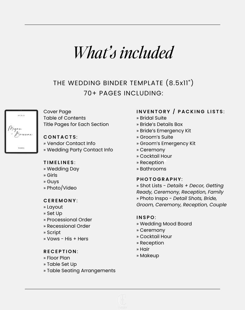 The Holy Grail Wedding Binder • 70+ pages, Wedding Itinerary, Timeline, Checklists, Inspo, Editable Wedding Day Planner • Canva image 8