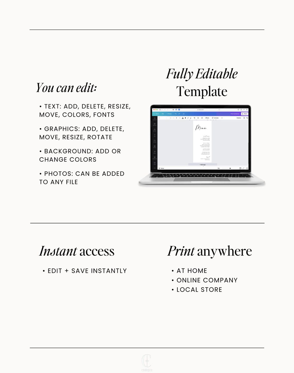 Wedding Menu • Wedding Reception Dinner Menu • Modern, Minimalist