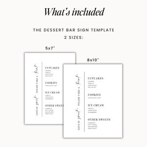Tabliczka z menu na desery weselne • Nowoczesny, minimalistyczny szyld weselny • 5 x 7 cali • 8 x 10 cali • Szablon do edycji • Canva zdjęcie 3