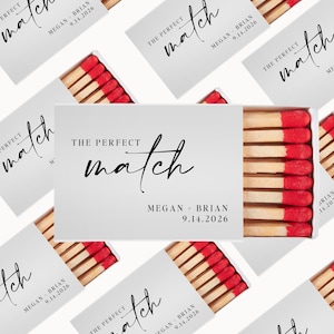 Wedding Matches • The Perfect Match Match Boxes Sticker • Custom Matchbook Stickers • Wedding Favors Label • Editable Template • Canva