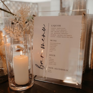 Wedding Bar Menu Sign • Modern, Minimalist Wedding Bar Sign • 5x7” • 8x10” • Editable Template • Canva