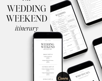 The Wedding Weekend Itinerary - Wedding Party Timeline, Wedding Day Schedule • Editable Template • Canva