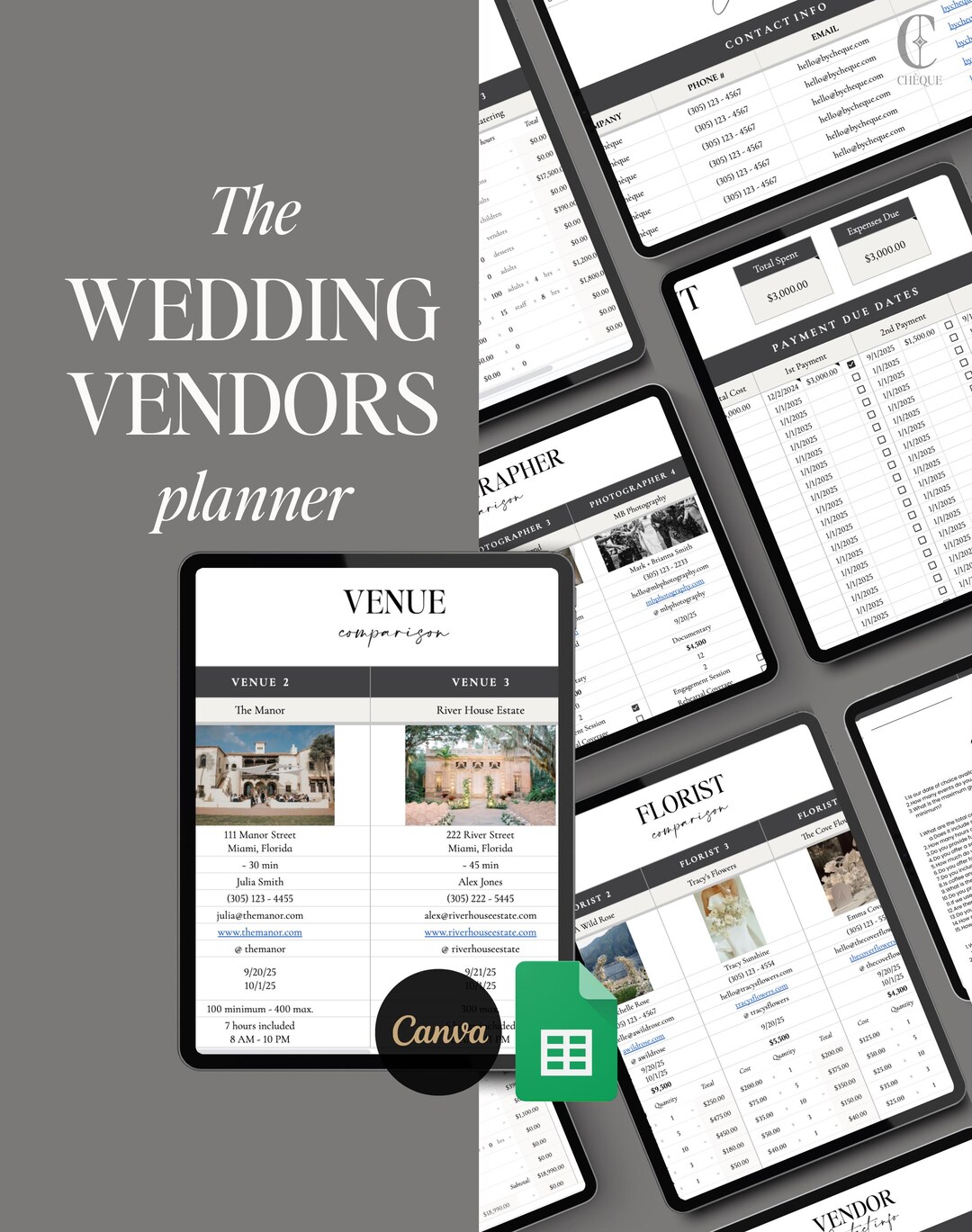 Image showcasing The Wedding Vendors Planner • Vendor Comparisons + Tracker, Payment ...