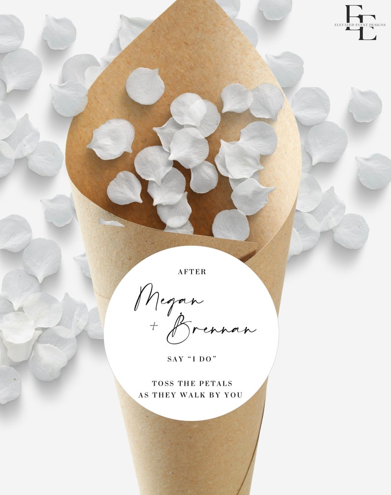 Wedding Flower Petal Toss Cone Stickers Confetti Toss Etsy