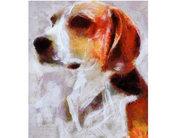 Beagle Painting Print, Beagle Bust dog art, Colorful Beagle, Expressive Tricolor beagle , beagle dog portrait, gift for beagle owner