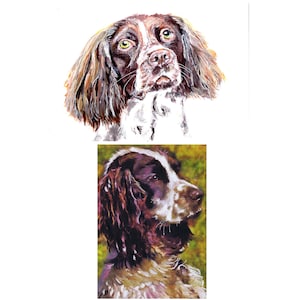 Springer Spaniel Painting Art  Two English Welsh Springer Wall Art Prints, Dog Memorial, Spaniel Mum Picture Gift Choice of Size Signed