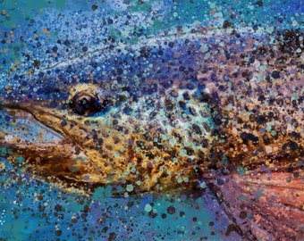 Lámina artística de trucha marrón: regalo abstracto para amantes de la pesca