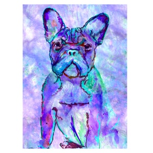 Fabulous Frowning Frenchie Wall Art, Frenchie décor, Blue French Bull, Gift for Frenchie Owner, Abstract Modern Art Print image 1