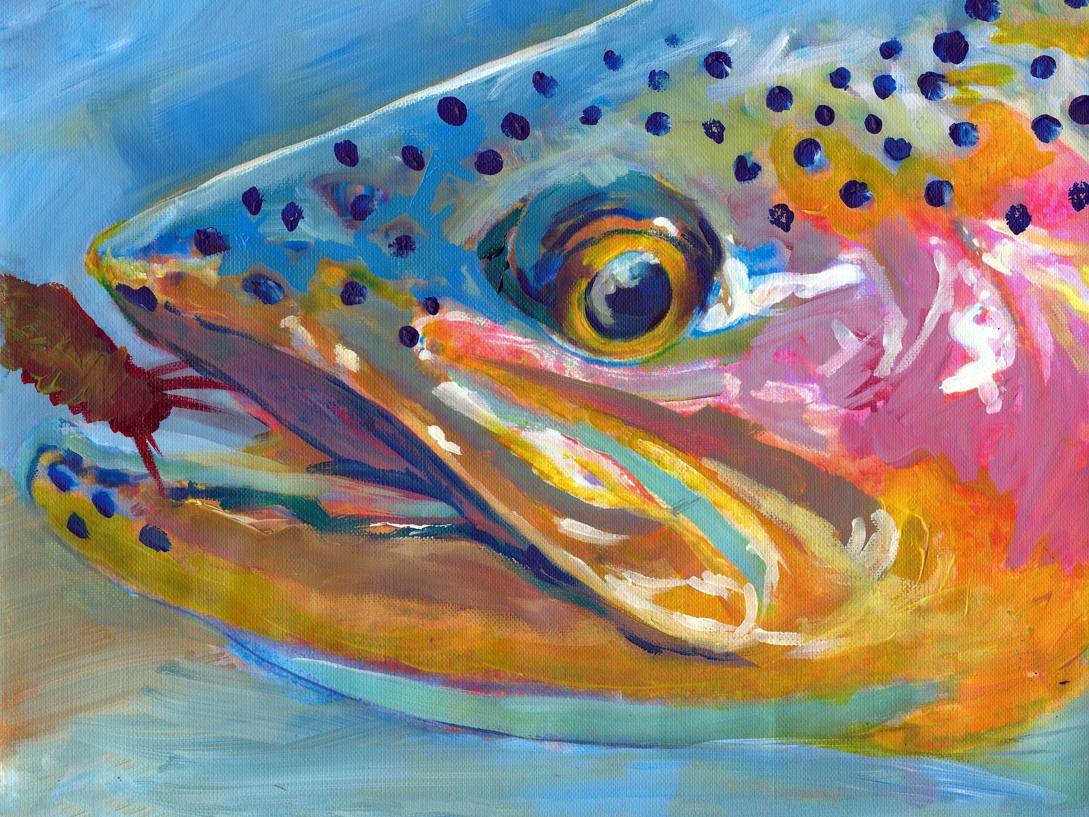 Four Rainbow Trout Abstract Art Prints Fly Fishing Gift Fly Etsy