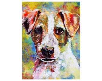 Jack Russell Art Print: Abstract Dog Portrait, Signed Wall Decor