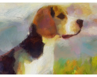 Beagle Painting Print, Beagle dog art, Colorful Beagle, Expressive Tricolor beagle , beagle dog portrait, gift for beagle owner