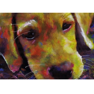 Geel / Fox Red Labrador Puppy Wall Art Print, Labrador Dog Memorial, Abstract Dog Picture Gift Keuze van maten Hand ondertekend