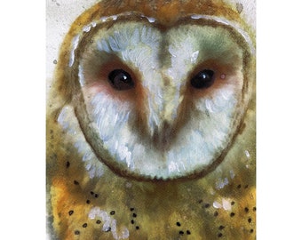 Owl Art Print – Colourful Wildlife Wall Art, Expressive Bird Painting, Rustic Nature Decor