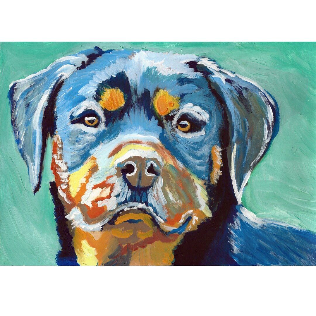 Abstract Rottweiler Puppy Art Print: Colorful Dog Portrait - Etsy