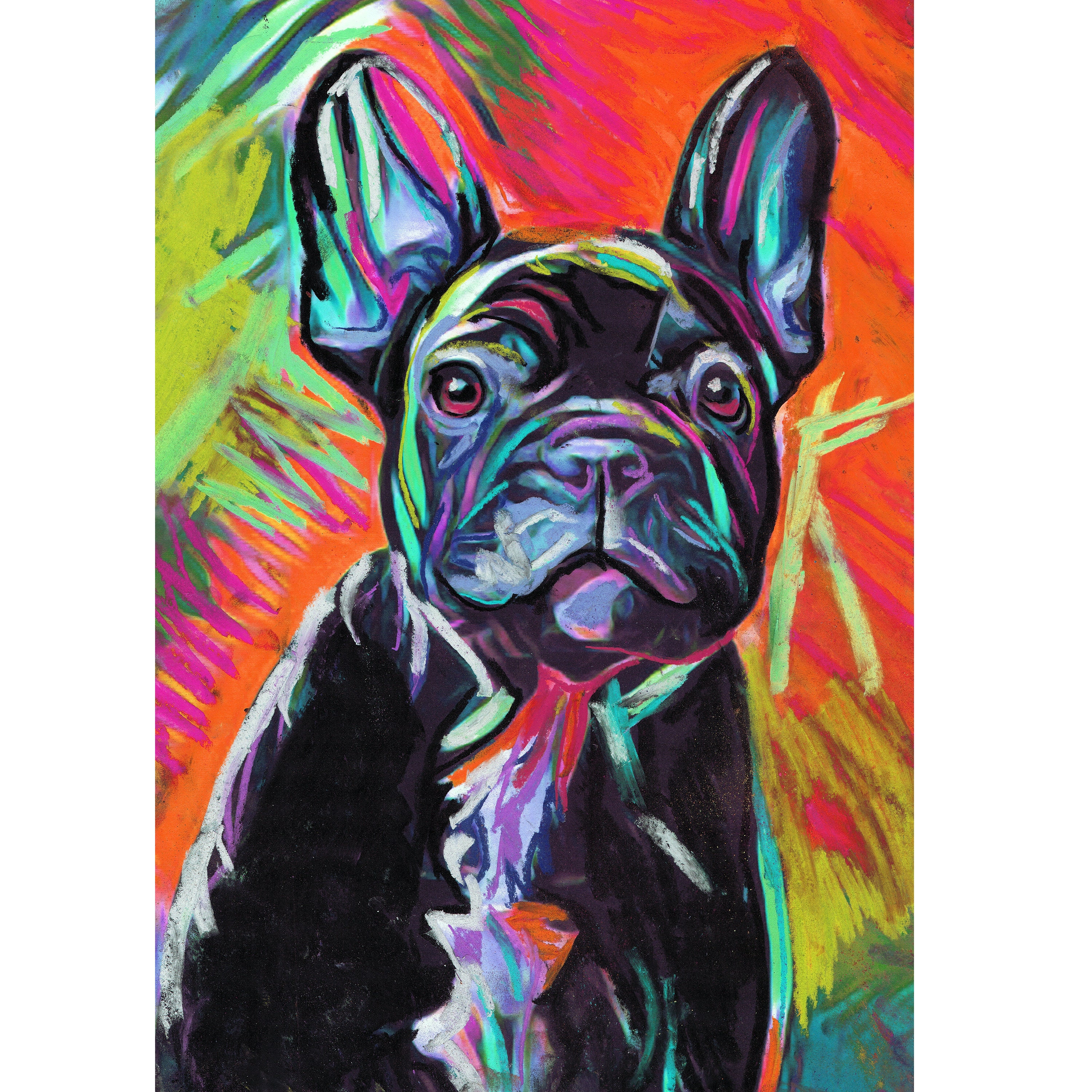 フレンチブルドッグのアートプリント：抽象的なフレンチブルドッグの