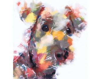 Cute Airedale Terrier Painting Print Colourful Terrier Puppy Dog Wall Art, Dog Memorial, Airedale Mum Picture Gift Choice of Size Signed