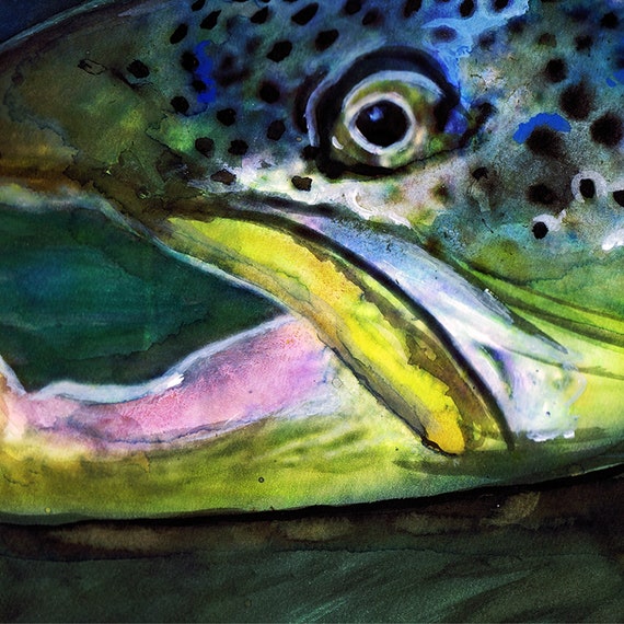 Buy Brown Trout Abstract Art Print, Fly Fisherman Gift fly Fishing Wall  Décor Hand Signed by Jack Tarpon, Choice of Sizes 8x10 11x14 12x16 Online  in India 
