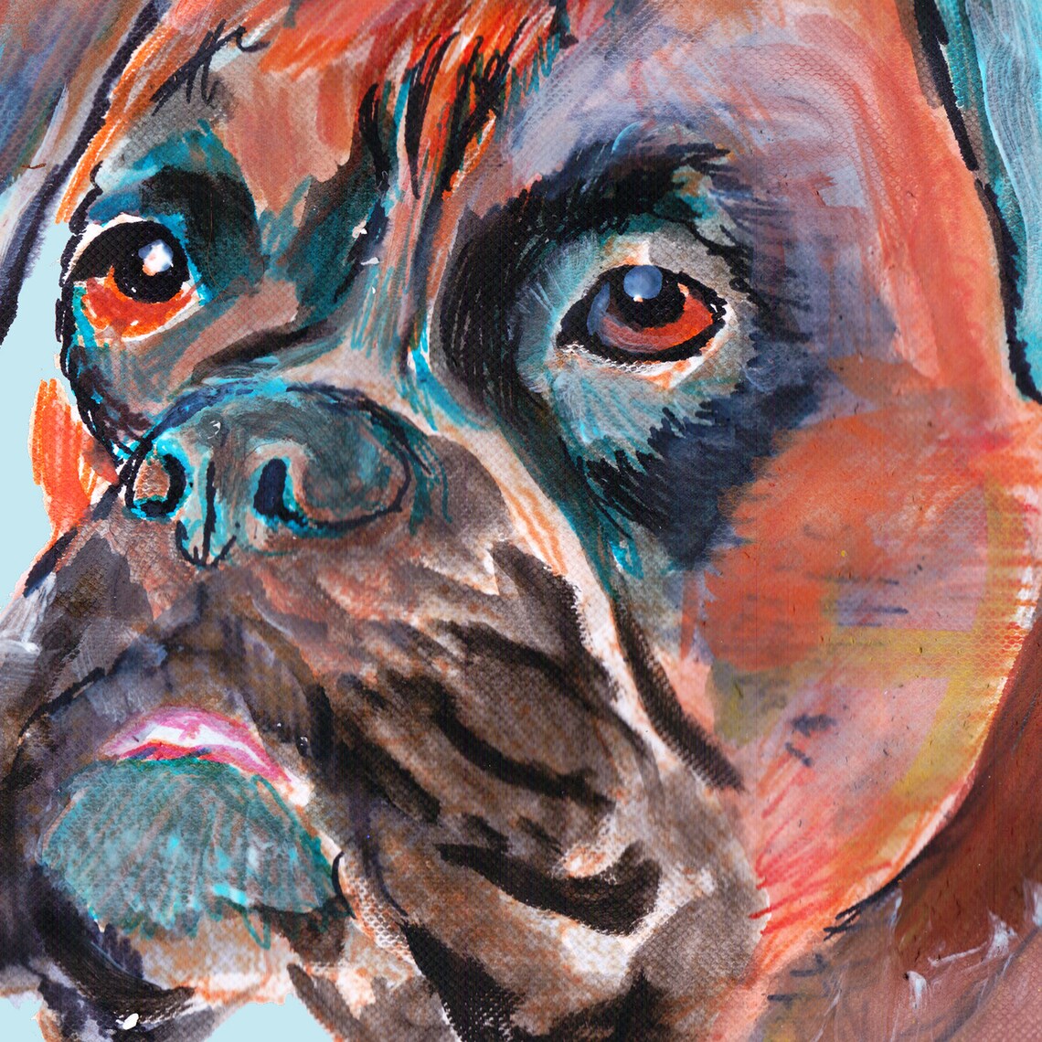 Boxer Dog Abstract Painting Print Colourful Boxer Dog Wall Etsy