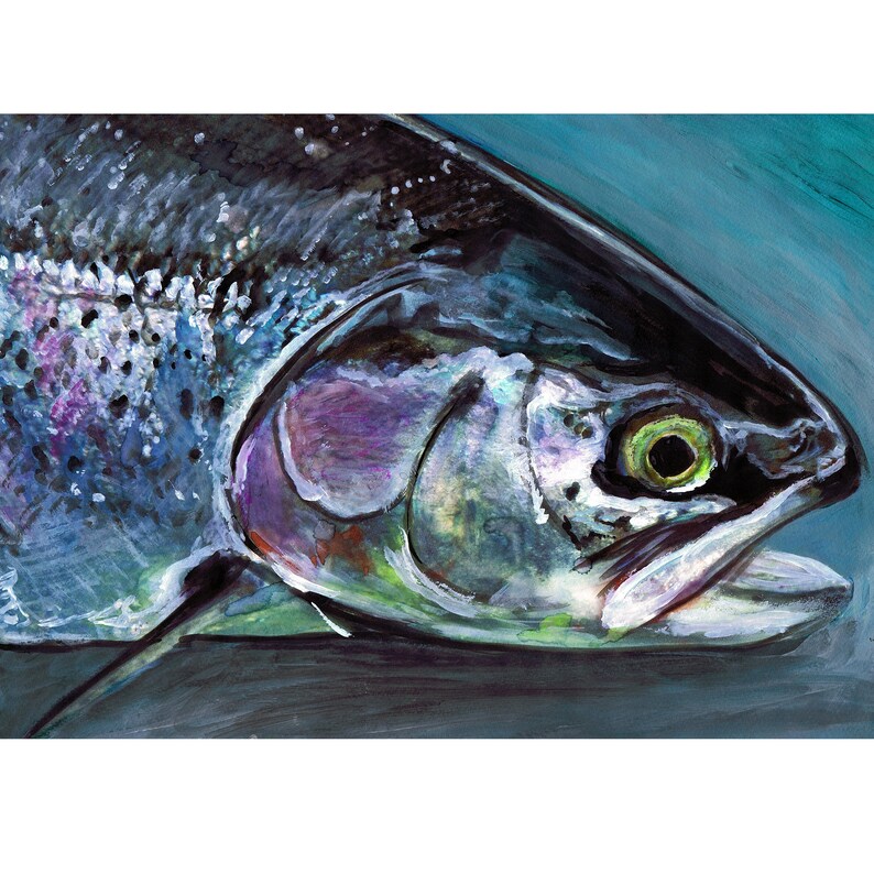 Rainbow Trout Art Print Modern Watercolour Fly Fisherman Gift Etsy