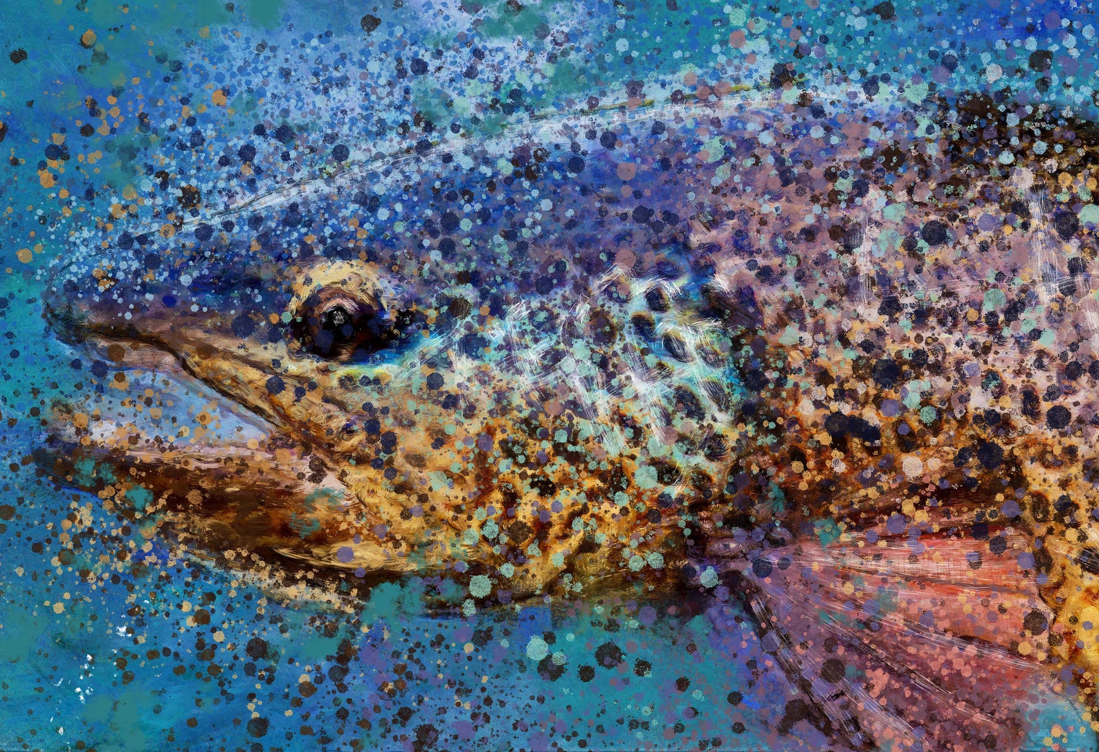 Abstract Modern Brown Trout SPLASH Fishing Art Print Fishing Etsy