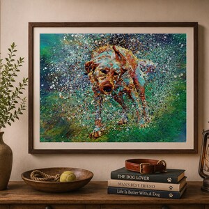 Fox Red Labrador Wall Art Print – Hand Signed Colourful Labrador Painting by Oscar Jetson image 2