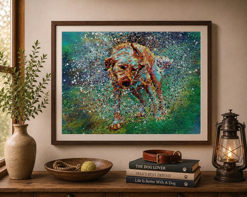 Fox Red Labrador Wall Art Print – Hand Signed Colourful Labrador Painting by Oscar Jetson image 2