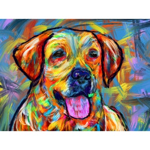 Yellow Labrador Painting Print Abstract Labrador Retriever Wall Art, Dog Memorial,  Yellow Dog Picture Gift Choice of Sizes Hand Signed