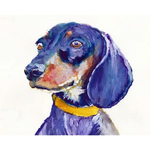 Dachshund Wall Art Print Watercolour Painting Print Colourful Sausage Dog Wall Art, Memorial, Doxie Mum Picture Gift Choice of Size Signed