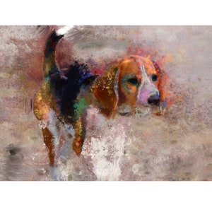 Abstract Beagle Art Print: Signed Colorful Dog Portrait