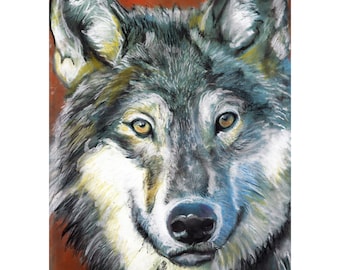 Wolf Soft Pastel Art Print – Expressive Wildlife Wall Art, Signed by Artist (8x10 inches)
