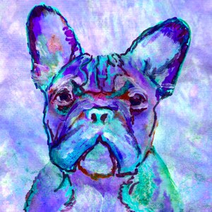 Fabulous Frowning Frenchie Wall Art, Frenchie décor, Blue French Bull, Gift for Frenchie Owner, Abstract Modern Art Print image 2